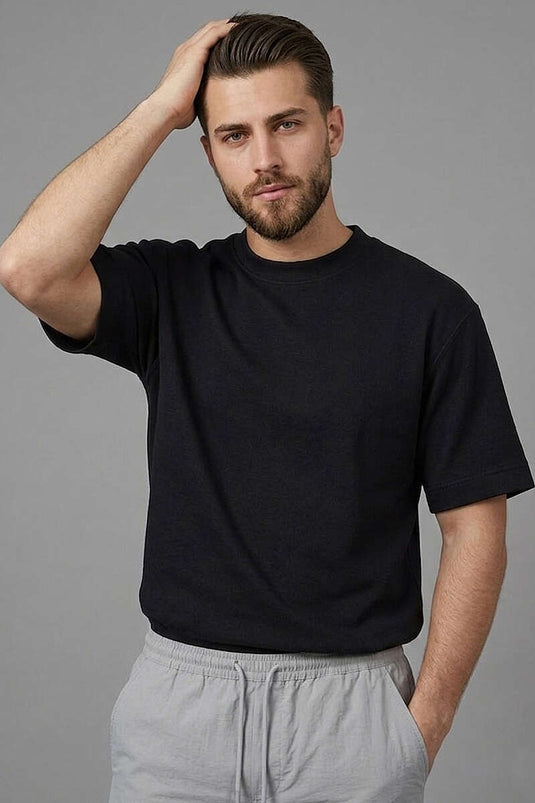 Loyşa T-shirt Basic Uomo Nero