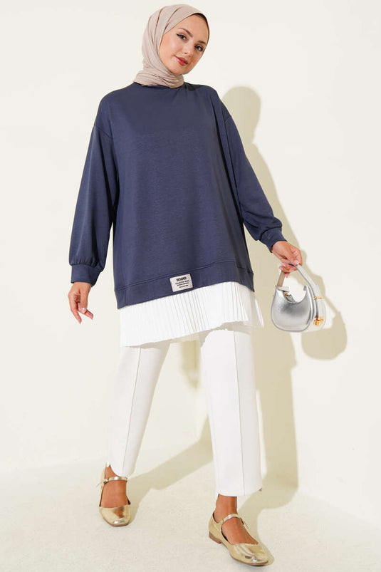 Loyşa Eteği Pileli Tunik Füme