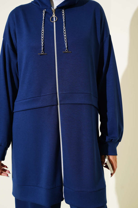 Loyşa Zweiteiliger Anzug mit Reißverschluss und Kapuze, Marineblau