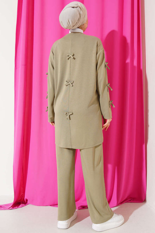 Loyşa Bow Detail Two-Piece Set Mint Green