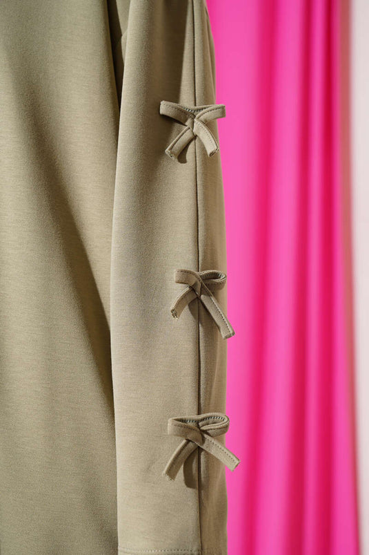 Loyşa Bow Detail Two-Piece Set Mint Green