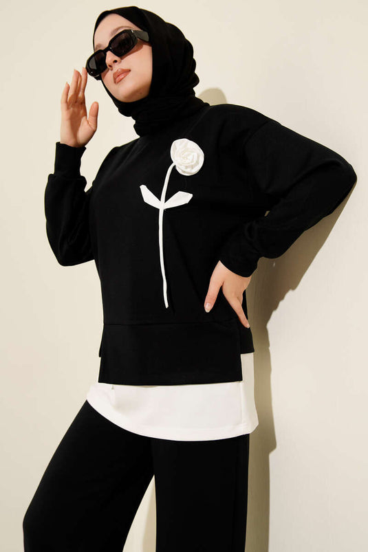 طقم لويشا روز مكون من قطعتين باللون الأسود