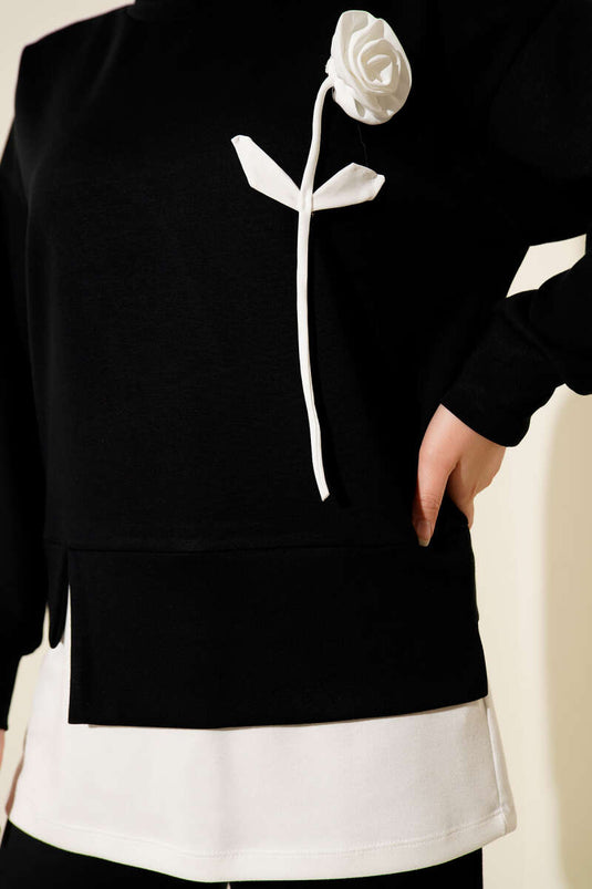 Ensemble deux pièces Loisha à motif rose noir