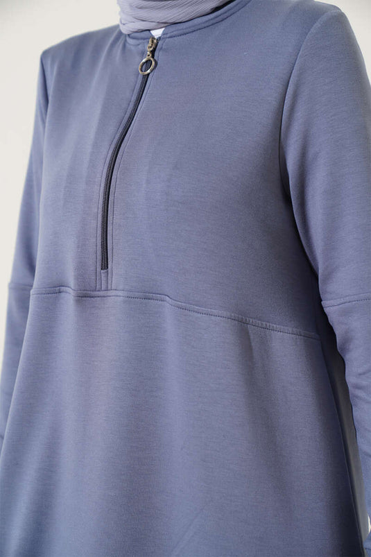 Costume deux pièces Loyşa avec col juge et fermeture éclair, gris ardoise