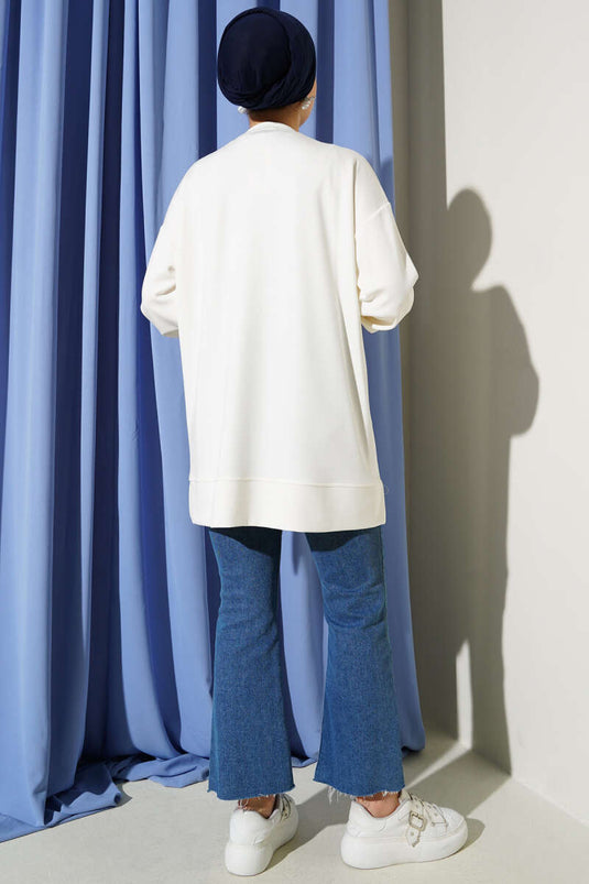 Loyşa I Love You Printed Tunic Ecru