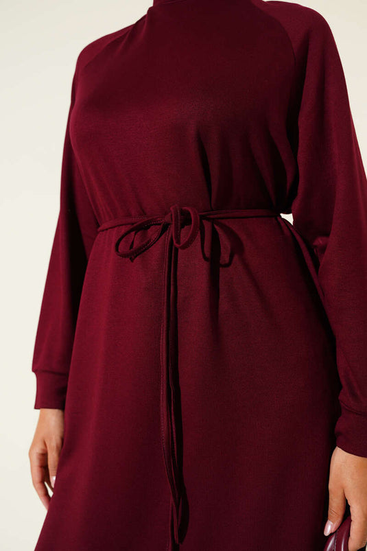 Tunique longue bordeaux avec ceinture en corde Loyşa