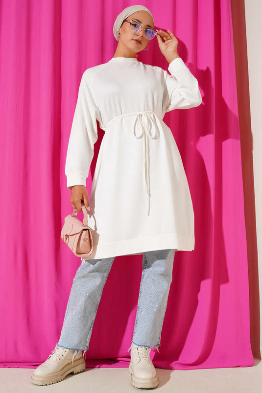 Tunique longue à ceinture en corde Loyşa écru