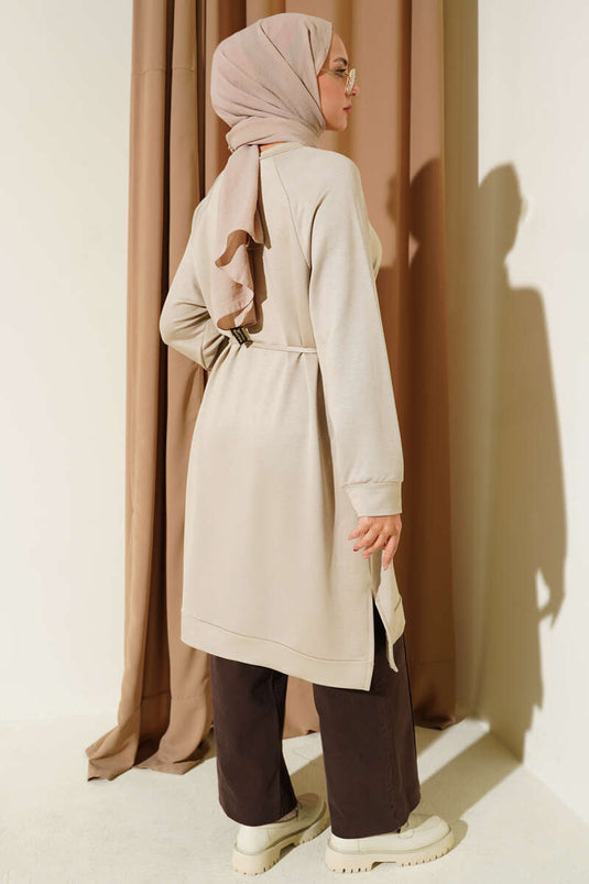 Loysha Rope Belted Long Tunic Stone