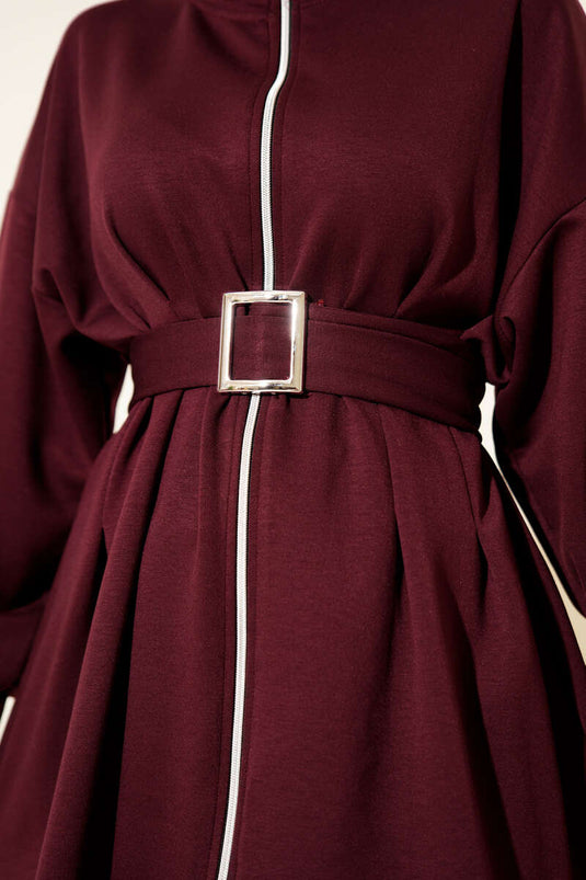 Loyşa Kemer Detaylı İkili Takım Mürdüm