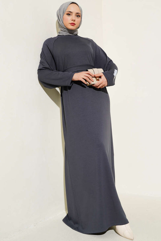 Sleeve Detailed Dress Charcoal