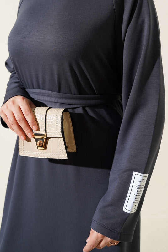 Sleeve Detailed Dress Charcoal