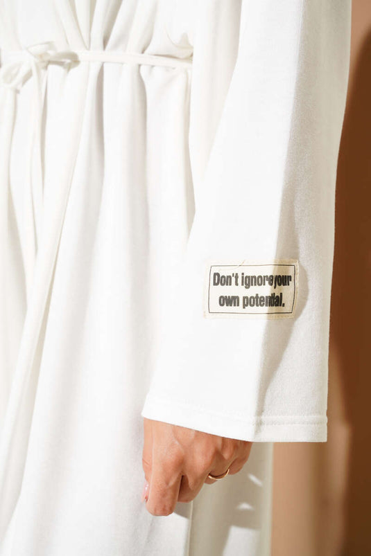 Loysha Sleeve Embroidered Rope Belted Dress White