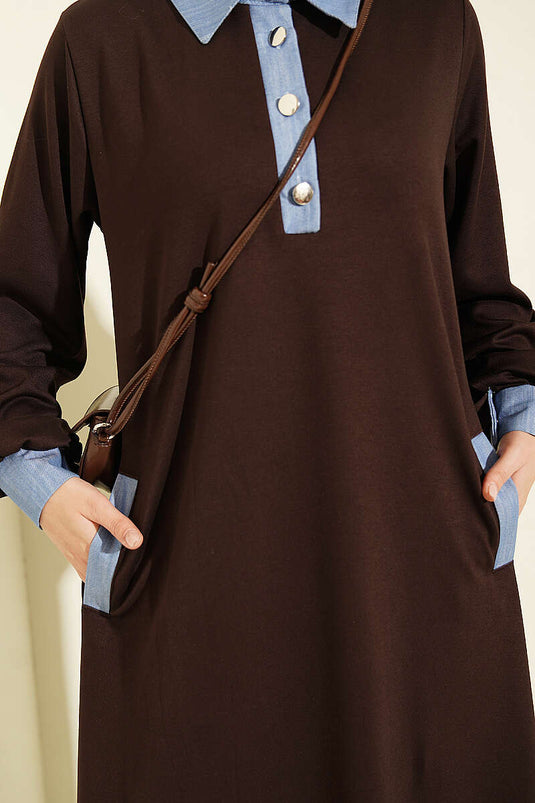 Abito Con Maglia In Denim Loyşa Marrone
