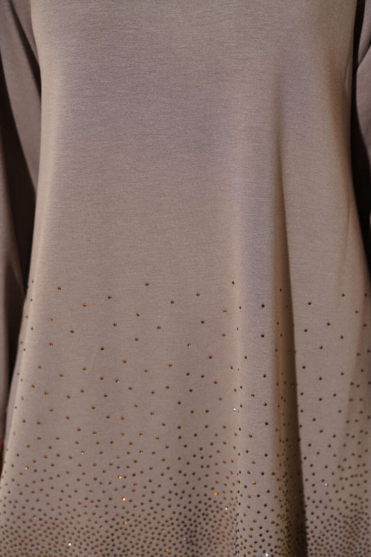 Loyşa Mini Taş Süslemeli İkili Takım Vizon