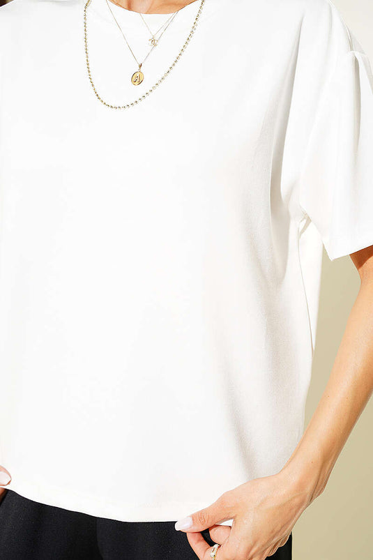 Loyşa Omuz Dikişli T-shirt Ekru