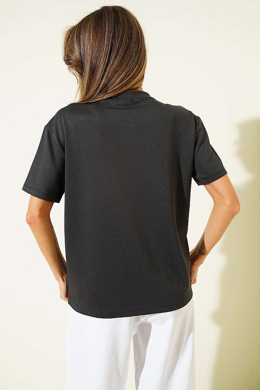 Loyşa Omuz Dikişli T-shirt Füme