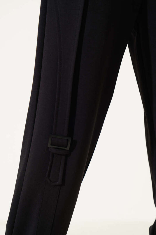Loyşa Front Belt Detailed Jogger Pants Black