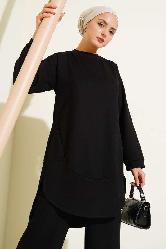 طقم لويشا بيضاوي الشكل مكون من قطعتين باللون الأسود