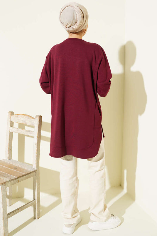 Loyşa Oval Kesim Oversize Tunik Bordo