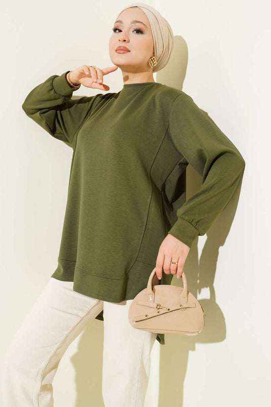 Loisha Tunique oversize à coupe ovale kaki