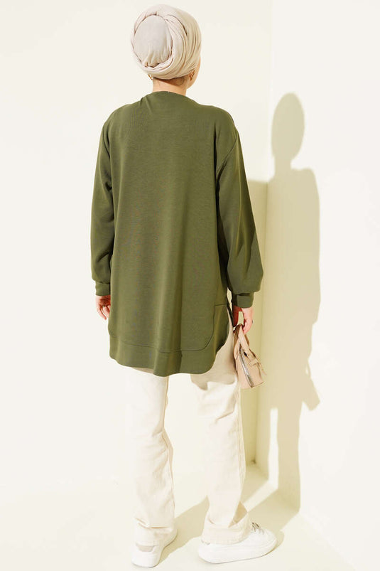 Loisha Tunique oversize à coupe ovale kaki