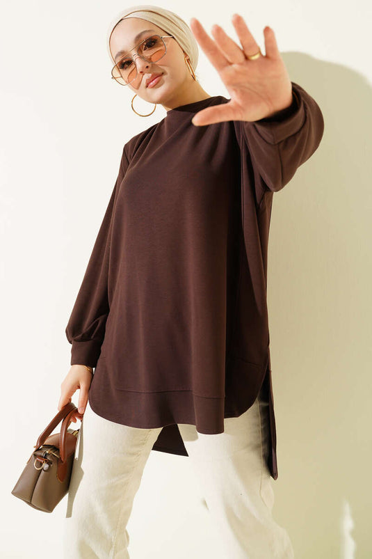 Loisha Tunique oversize à coupe ovale marron