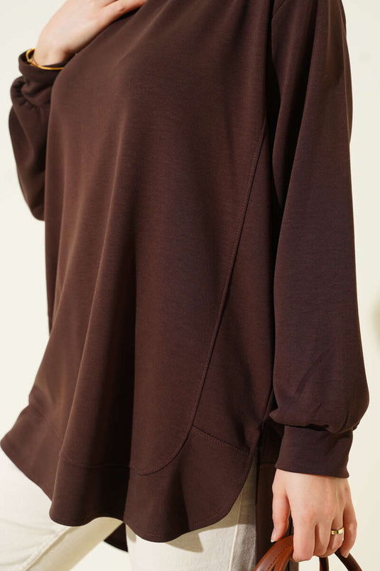 Loisha Tunique oversize à coupe ovale marron