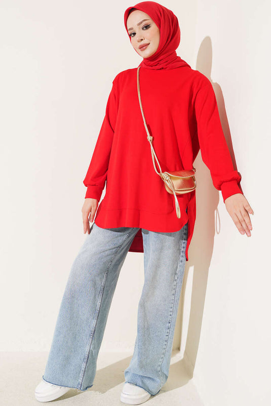 Loyşa Oversized Tunika Mit Ovaler Schnitt In Rot