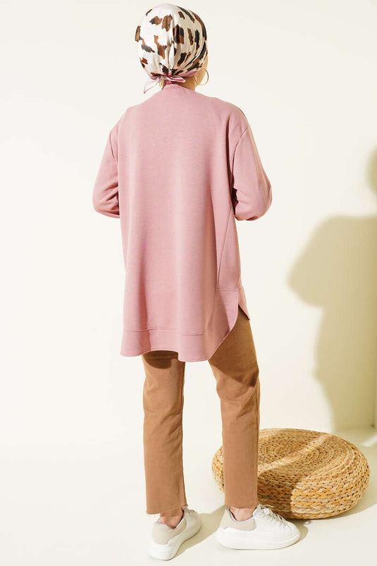 Loisha Tunique oversize à coupe ovale rose poudré