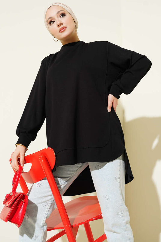 Loisha Tunique oversize à coupe ovale noire