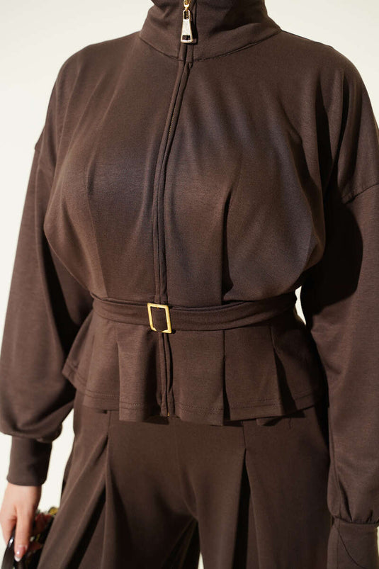 Loyşa Pens Detaylı İkili Takım Kahve