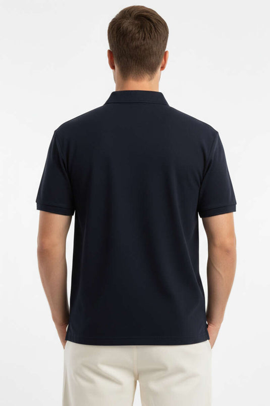 T-shirt à col polo avec boutons, bleu marine