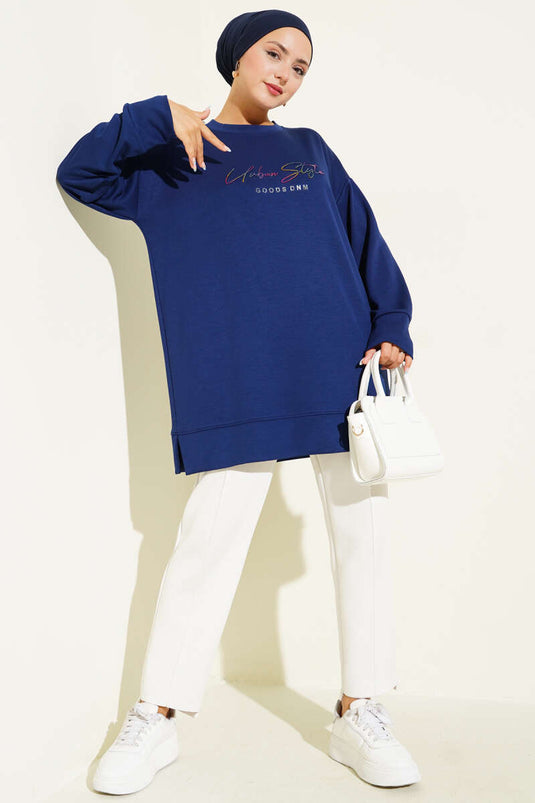 سترة لويشا المطبوعة الملونة باللون الأزرق الداكن