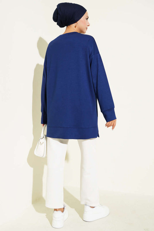 سترة لويشا المطبوعة الملونة باللون الأزرق الداكن