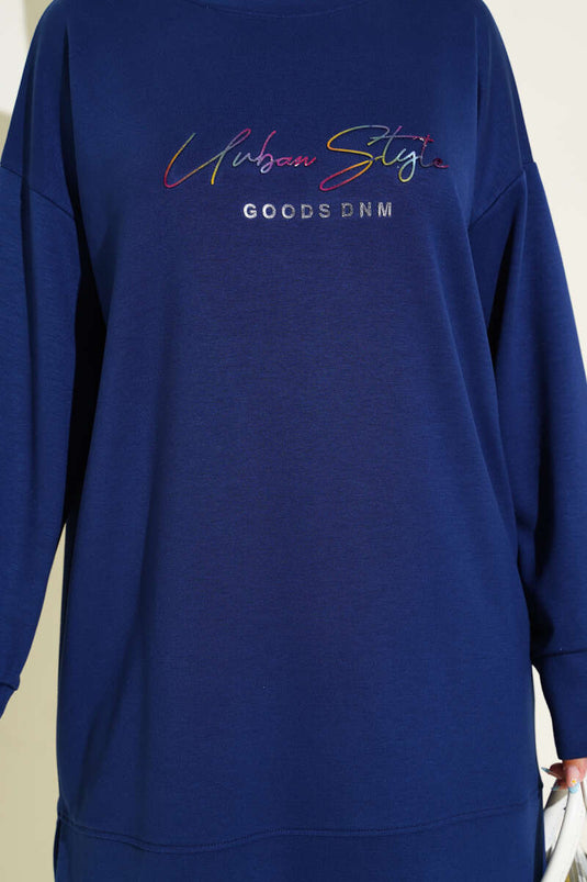 سترة لويشا المطبوعة الملونة باللون الأزرق الداكن