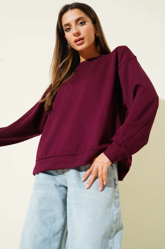 سويت شيرت لويزا فضفاض، لون البرقوق