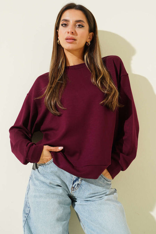 سويت شيرت لويزا فضفاض، لون البرقوق