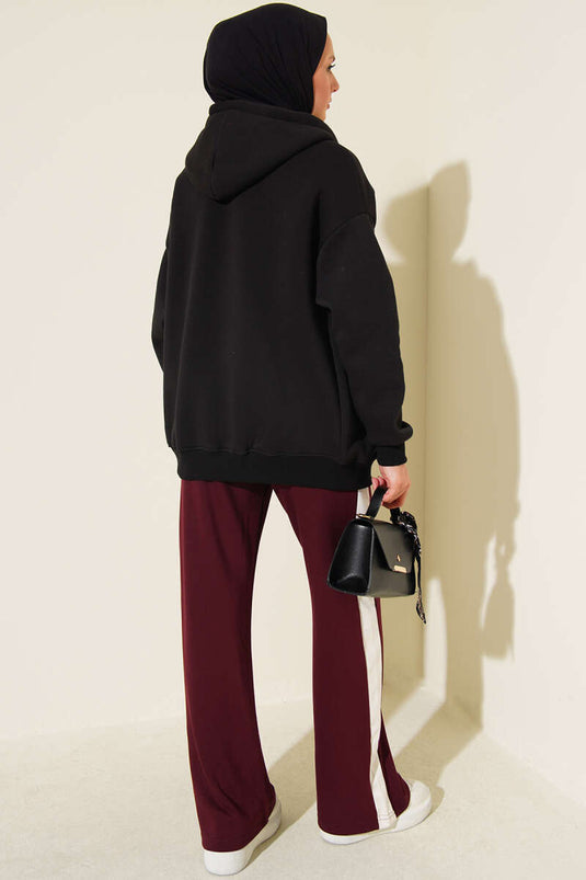 Loyşa Şerit Detaylı Pantolon Bordo