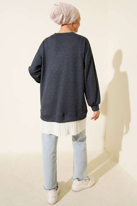 Loyşa Stone Pleated Tunic Smoke Color