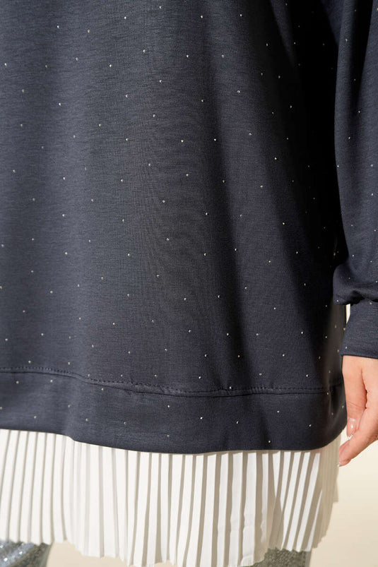 Loyşa Stone Pleated Tunic Smoke Color