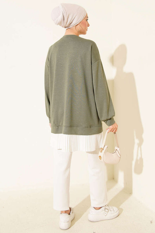 Loyşa Stone Pleated Tunic Khaki