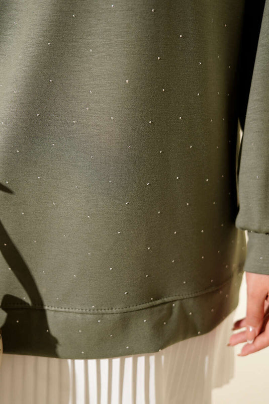 Loyşa Stone Pleated Tunic Khaki