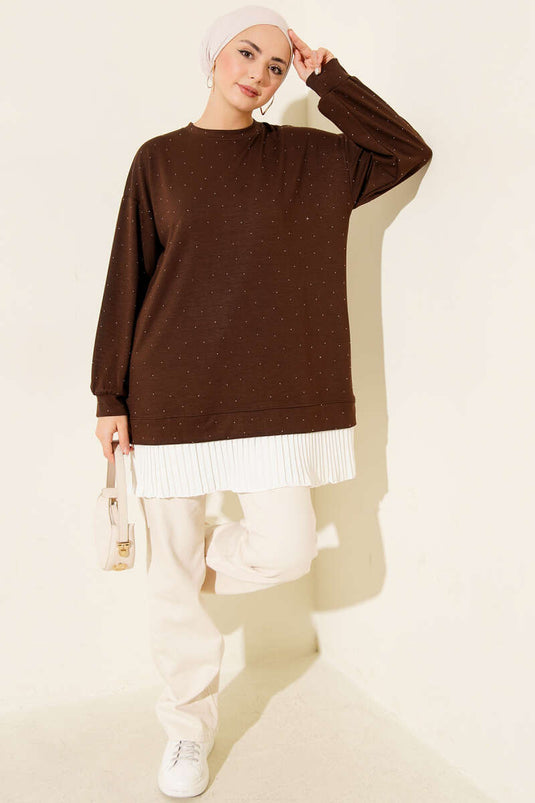 Tunique plissée Loyşa Stone marron