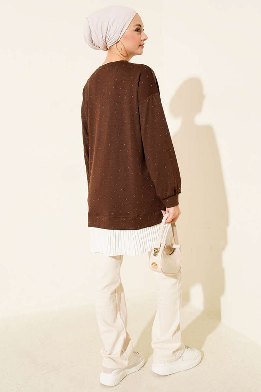 Tunique plissée Loyşa Stone marron