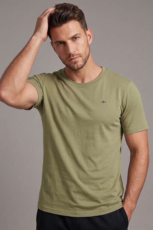 Loyşa Kragen mit Logo Herren T-Shirt Khaki