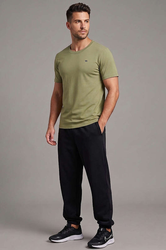 Loyşa Kragen mit Logo Herren T-Shirt Khaki
