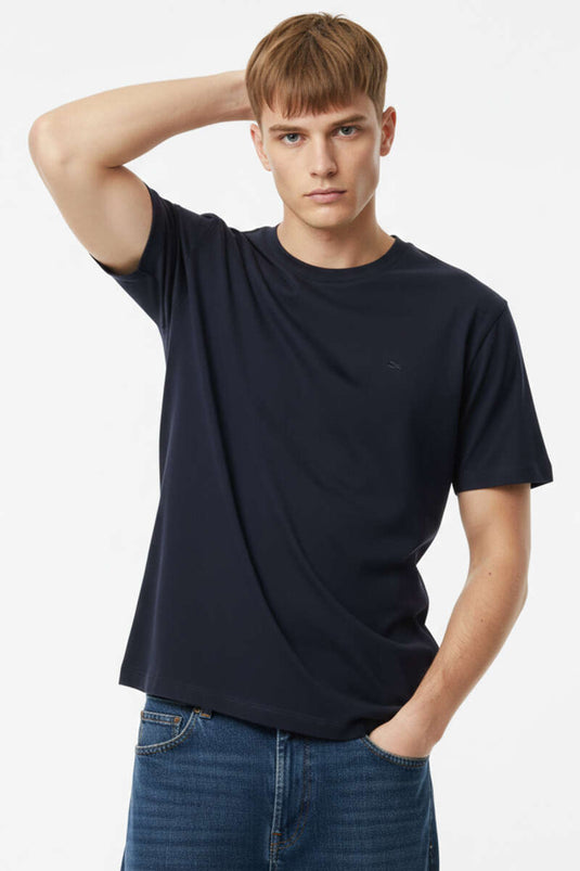 T-shirt homme bleu marine à col rond avec logo Loyşa