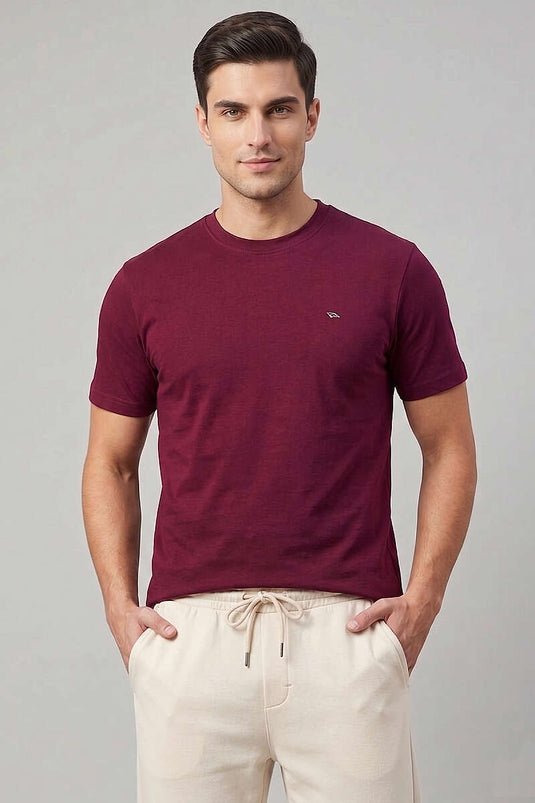 Loyşa Kragen mit Logo Herren T-Shirt Kirsche