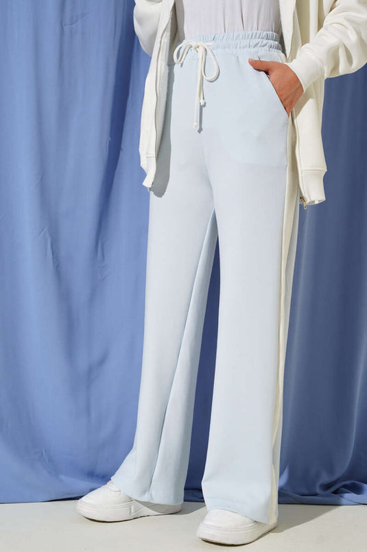 Loyşa Yan Şeritli Bel Lastikli Pantolon Bebe Mavi