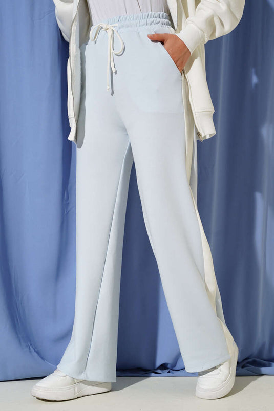 Loyşa Yan Şeritli Bel Lastikli Pantolon Bebe Mavi